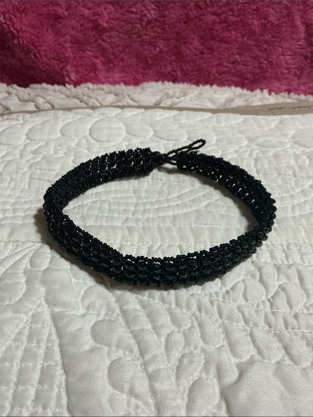 Handmade Black Beaded Choker Necklace
